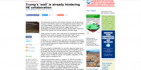 Trump’s ‘wall’ is already hindering HE collaboration