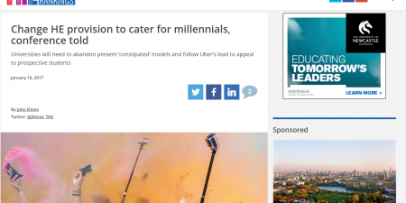 Change HE provision to cater for millennials, conference told-THE
