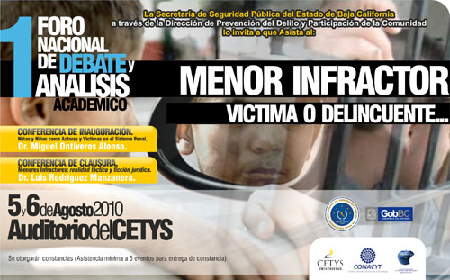 Efectuarán 1er. Foro sobre Menores Infractores