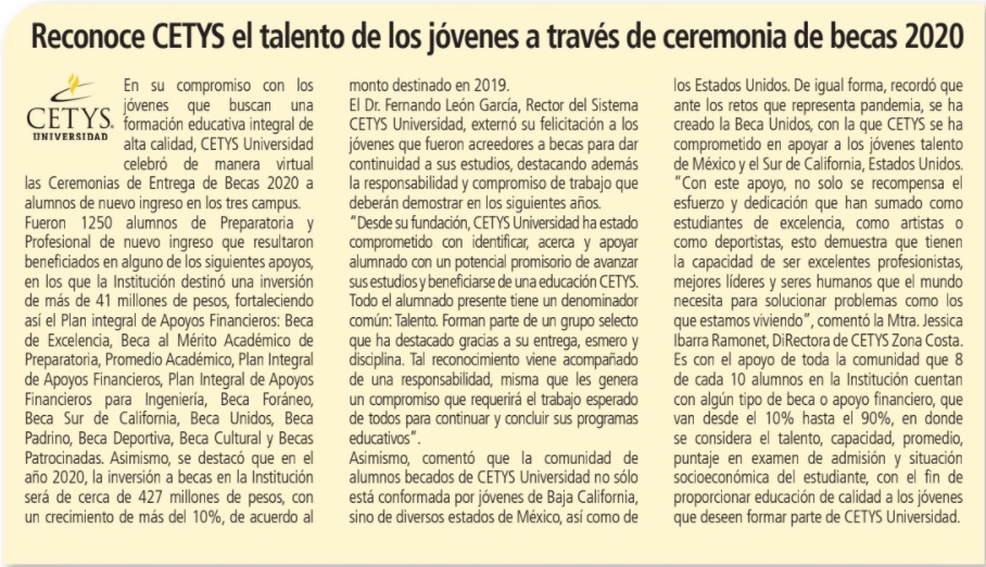 Reconoce Cetys El Talento De Los Jóvenes A Través De Ceremonia De Becas