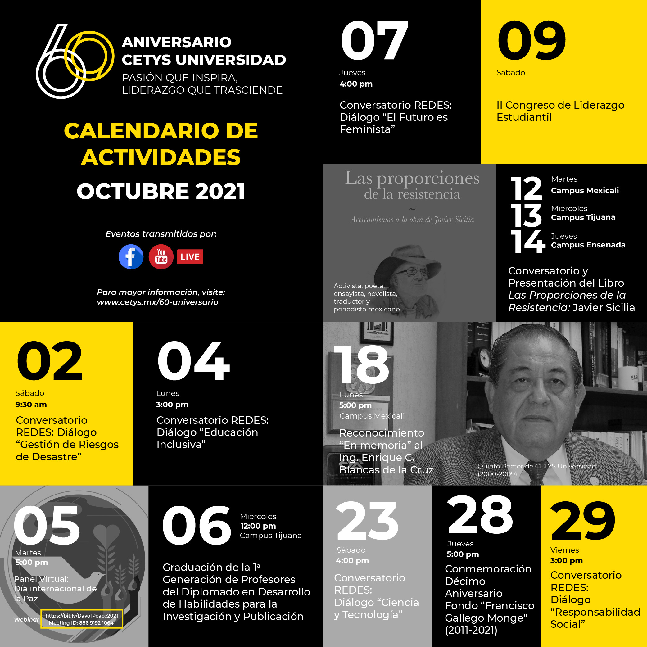 60 Aniversario Calendario de Actividades Octubre CETYS