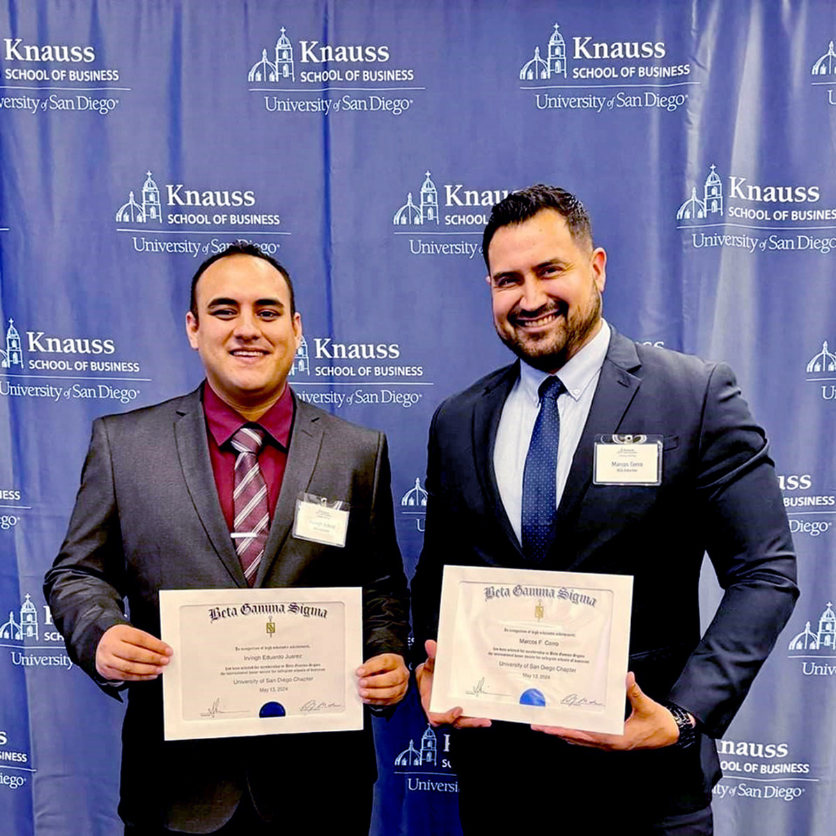 Alumnos de MBA Doble Grado logran máximo galardón internacional de estudiantes de negocios, ser miembros de Beta Gamma Sigma en USD